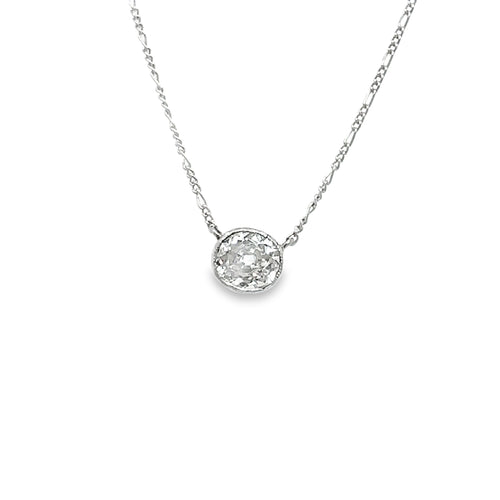 1 Carat Rose Cut Diamond Necklace in Platinum