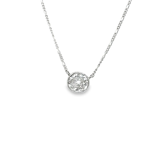 1 Carat Rose Cut Diamond Necklace in Platinum