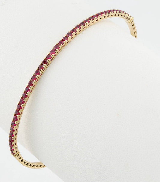 Ruby Tennis Bracelet Bangle 14K Yellow Gold