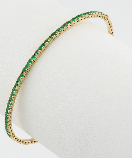 Emerald Tennis Bracelet 14K Yellow Gold