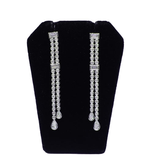 Two-Row Diamond Drop Earrings in 18K White Gold