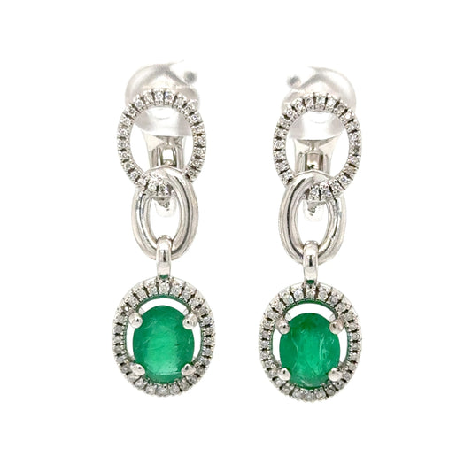Mauboussin Emerald & Diamond Earrings 18K White Gold