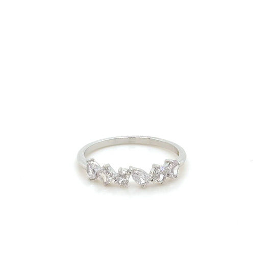 0.60 Carat Mix Cut Diamond Half Eternity Ring 18K White Gold