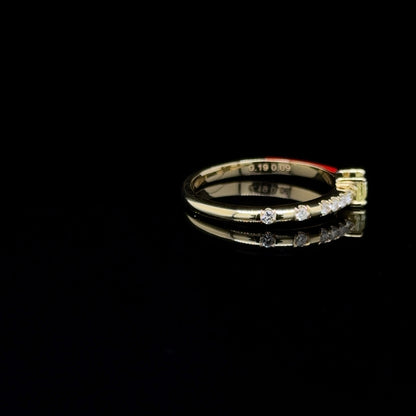 Red Enamel & Yellow diamond Stackable Ring 18K Yellow Gold