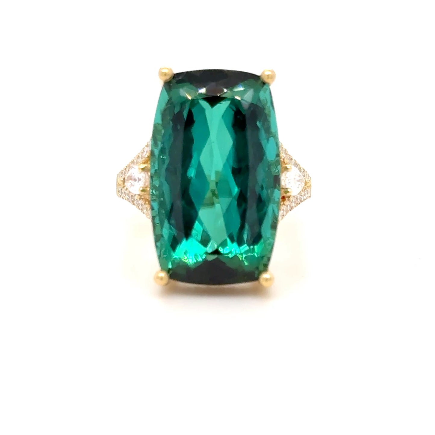 17.55 Carat Tourmaline ring in 18K Yellow Gold