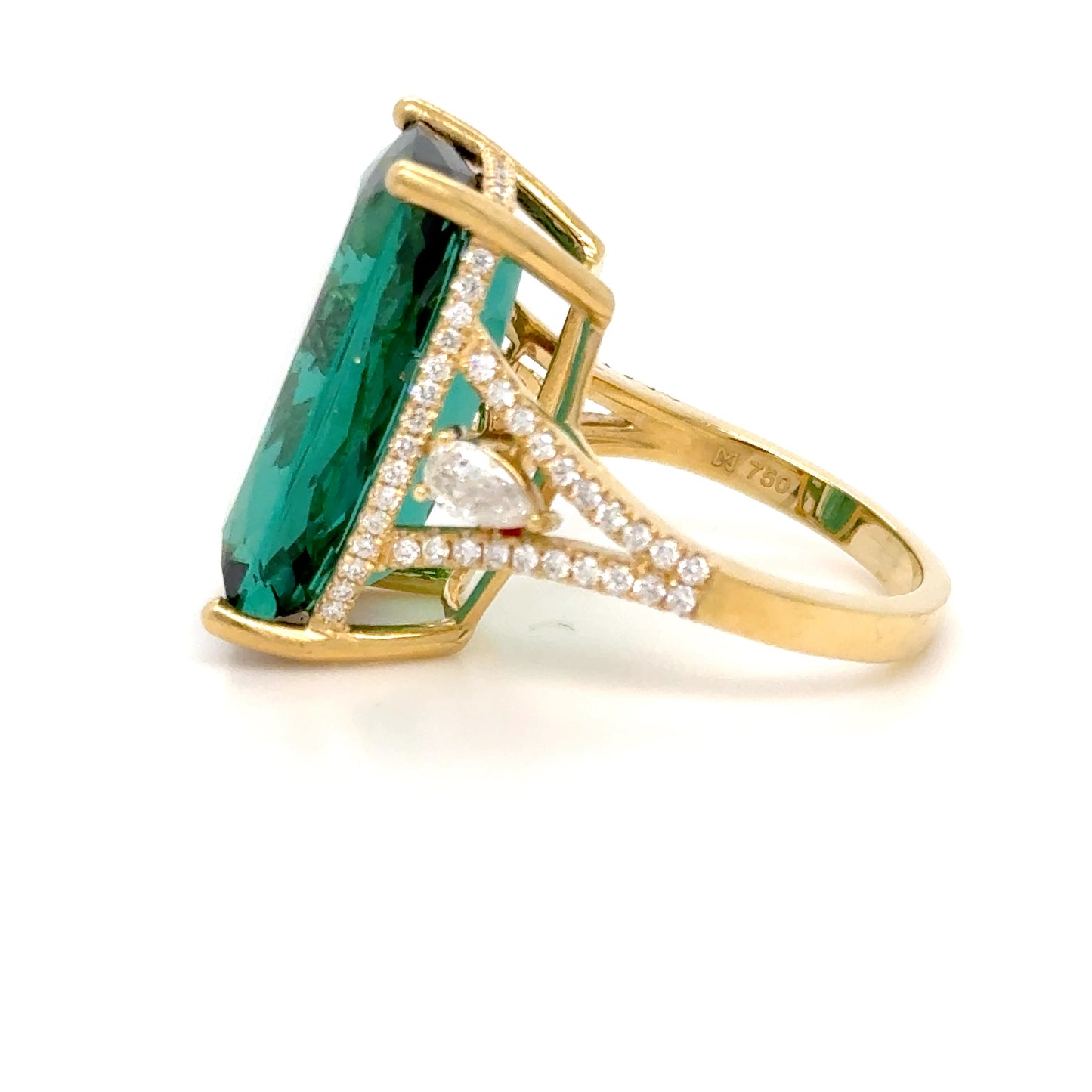 17.55 Carat Tourmaline ring in 18K Yellow Gold