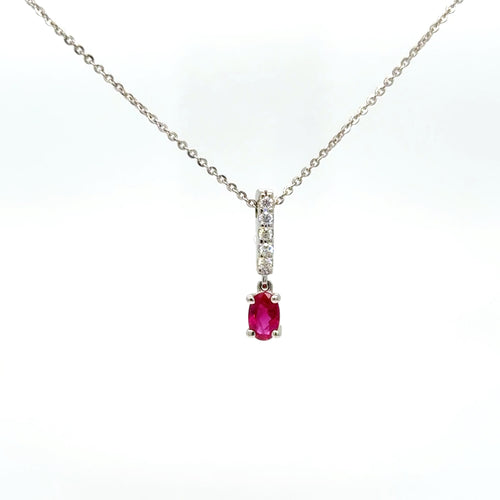 Ruby & Diamond Necklace 9K White Gold