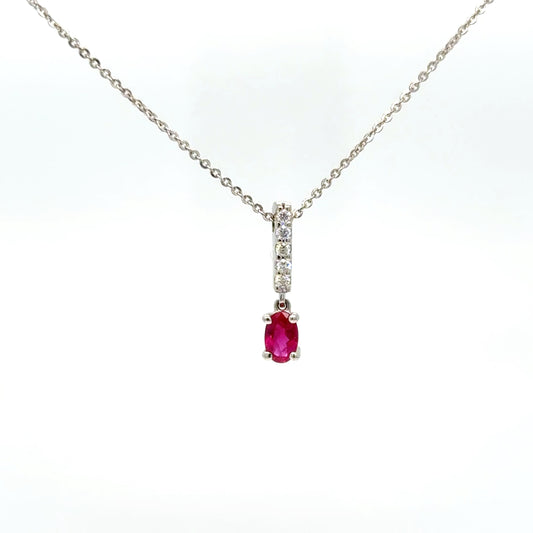 Ruby & Diamond Necklace 9K White Gold